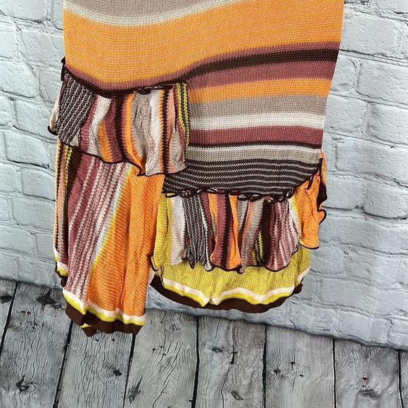 Missoni dress mini ruffles criss cross straps orange yellow brown size 40 - Picture 6 of 16